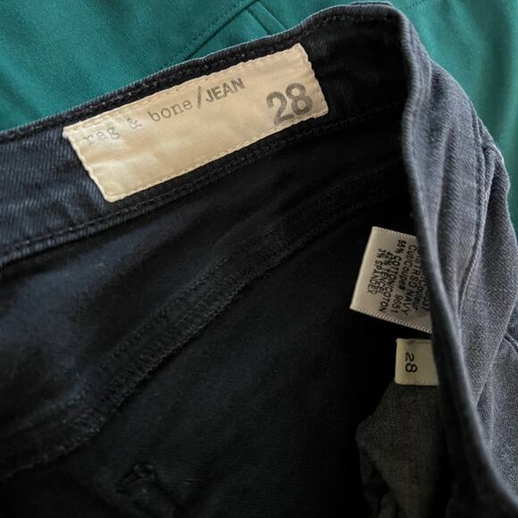 rag & bone Skinny Jeans Navy Blue Mid-Rise Dark Wash Cotton Stretch Size 28 - Picture 8 of 9